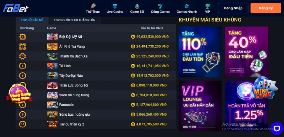 Kho game đa dạng tại nbet